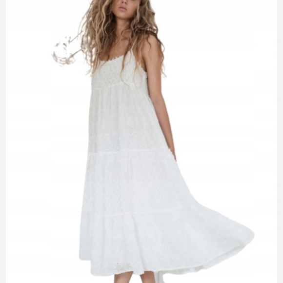NWT Zara Embroidered Fringed Summer Dress Sz. L - Picture 2 of 7